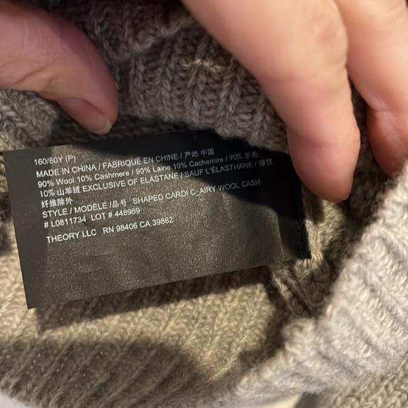 NWT Theory Wool & Cashmere Blend Cardigan Sweater Gray (Oatmeal) Soft & Warm P 0 - Picture 13 of 16